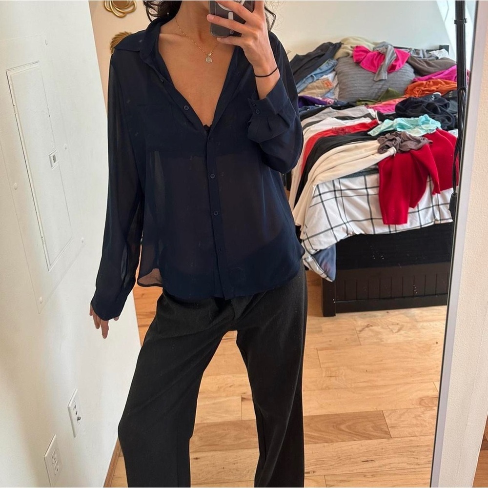Bellatrix Navy Sheer Blouse